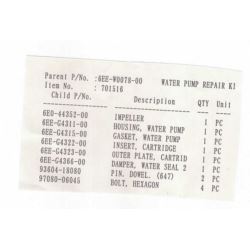 ZESTAW NAPRAWCZY POMPA WODY SILN. ZABURT. YAMAHA