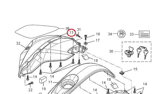 Osłona boczna baku prawa Yamaha YZF-R 125 VPBC3