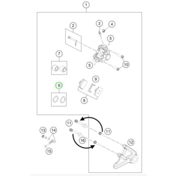 USZCZELNIACZE ZACISK HAM TYŁ 22mm KTM HSQV GAS